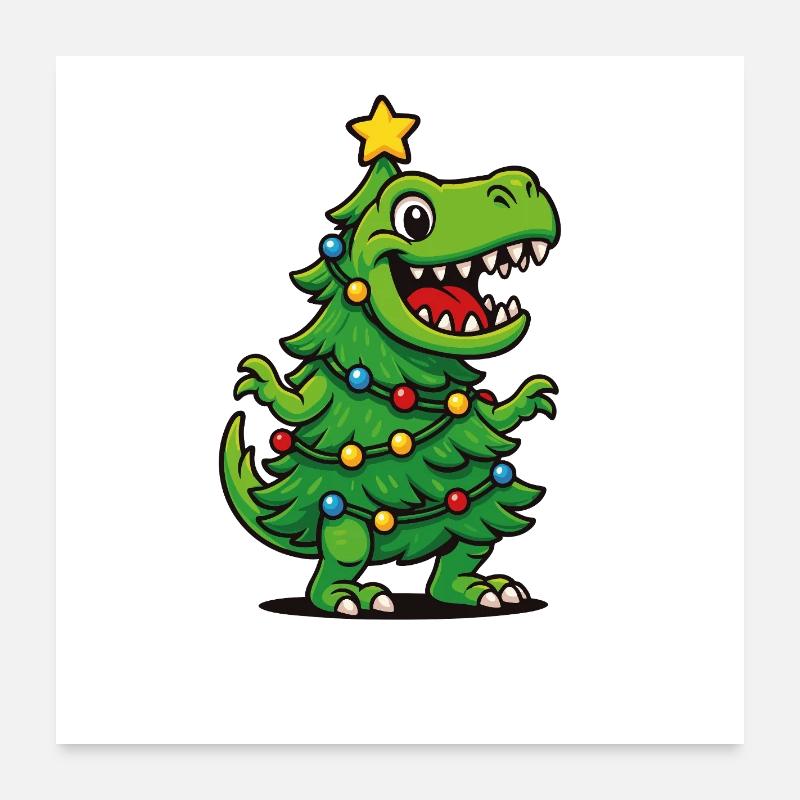 Tree Rex – Noël drôle de dinosaure Poster 60 x 60 cm