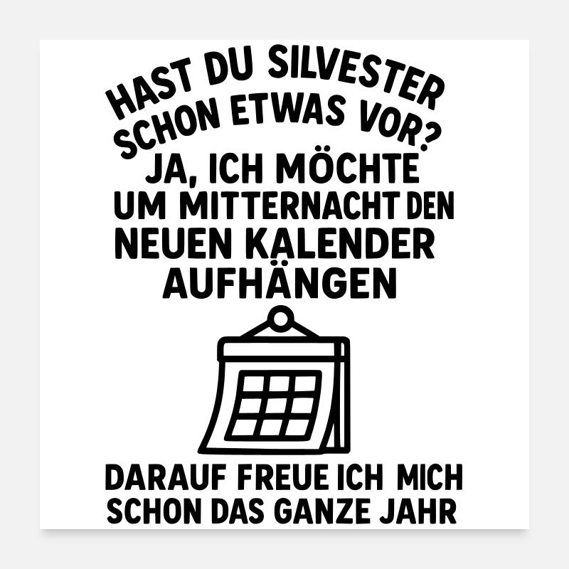 Blague sur le calendrier du réveillon du Nouvel An Poster 60 x 60 cm