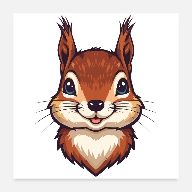 Cute Squirrel Head Poster 24" x 24" (60x60 cm)