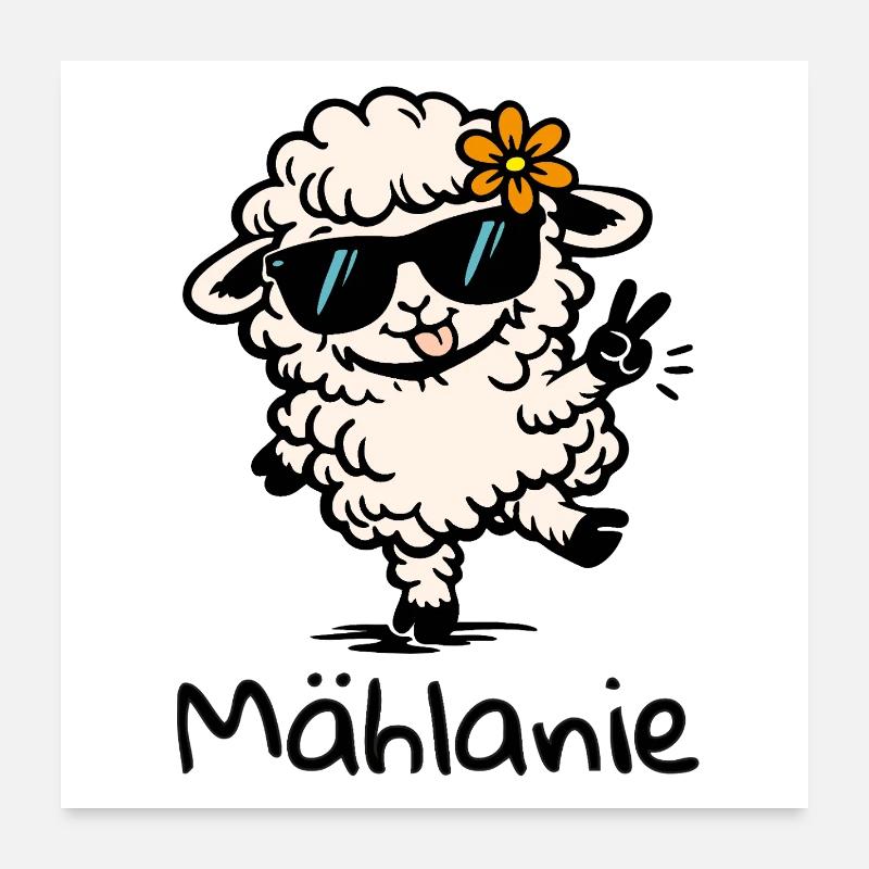 Mählanie Mouton drôle, jeu de mots, Melanie Name Poster 60 x 60 cm