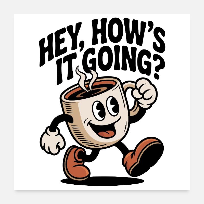 Lachender Kaffeebecher Poster 60x60 cm