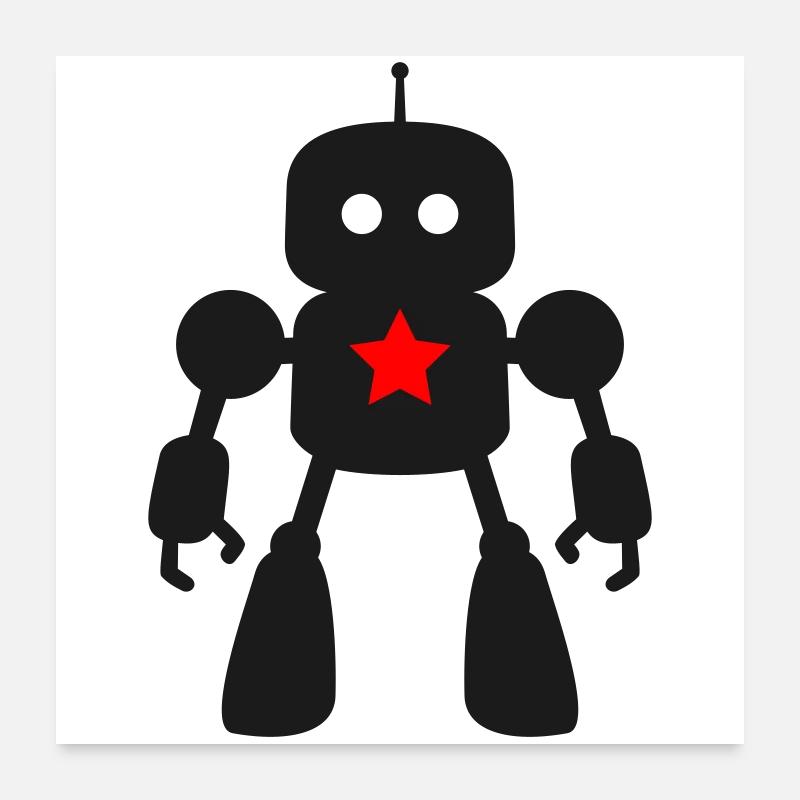Robot with Star AI Sci-Fi Nerd Poster 24" x 24" (60x60 cm)