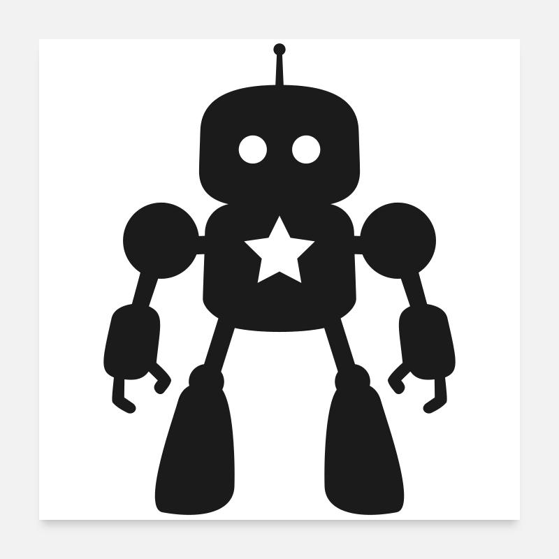 Roboter mit Stern KI Sci-Fi Nerd Poster 60x60 cm