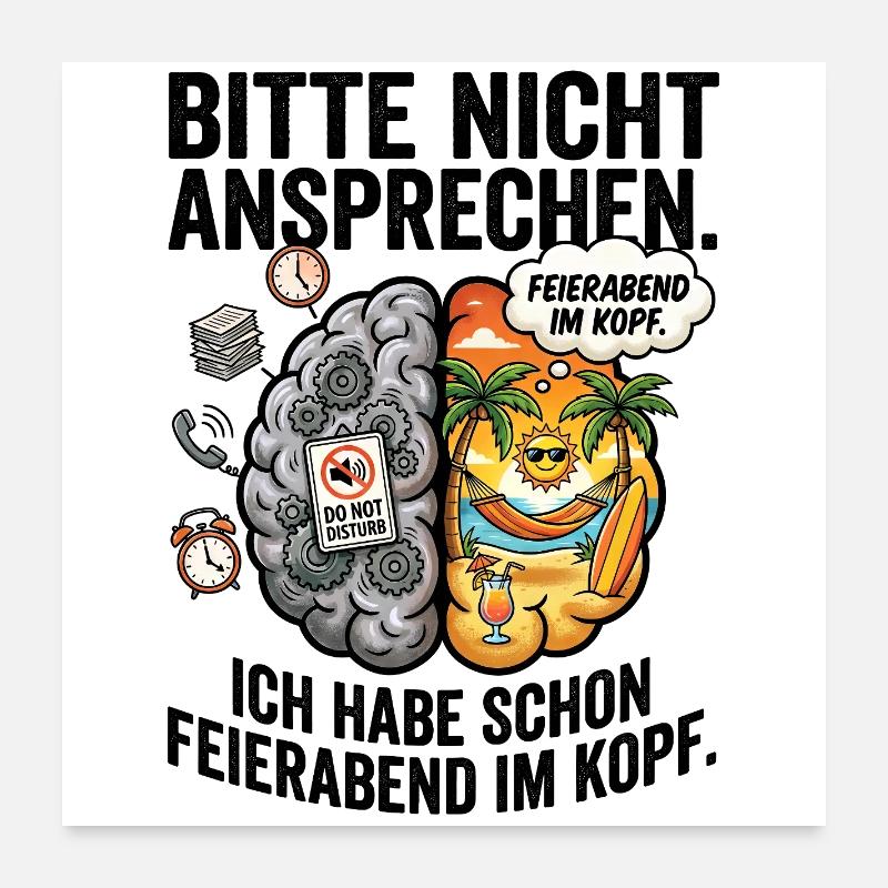 Feierabend Kopf-Konflikt Poster 60x60 cm