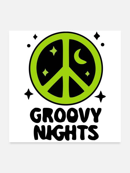 Groovy Peace Zeichen Logo - Poster 60x60 cm - Weiß - Vorne