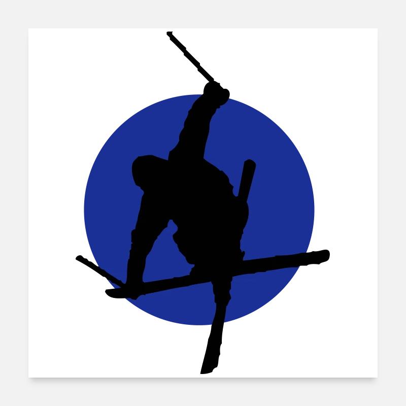 Ski Freestyler Symbol - Poster 60x60 cm - Weiß
