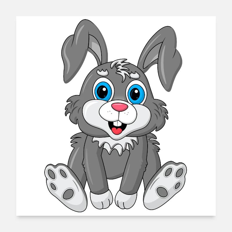 Doux Lapin Yeux Bleus Poster 60 x 60 cm