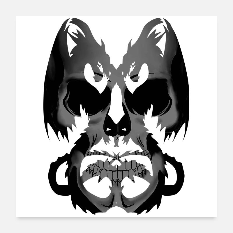 Crâne et dragons Poster 60 x 60 cm