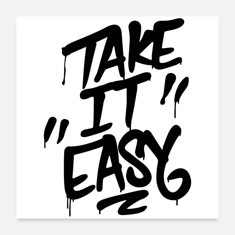 Lettrage graffiti TAKE IT EASY Poster 60 x 60 cm