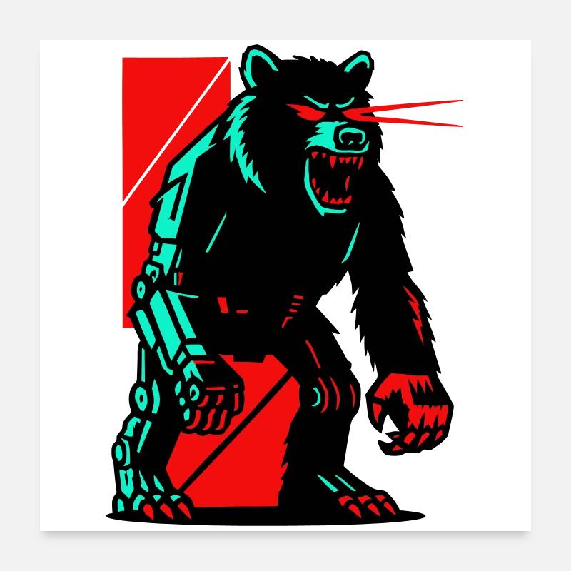 Mecha Techno Bear Poster 24" x 24" (60x60 cm)