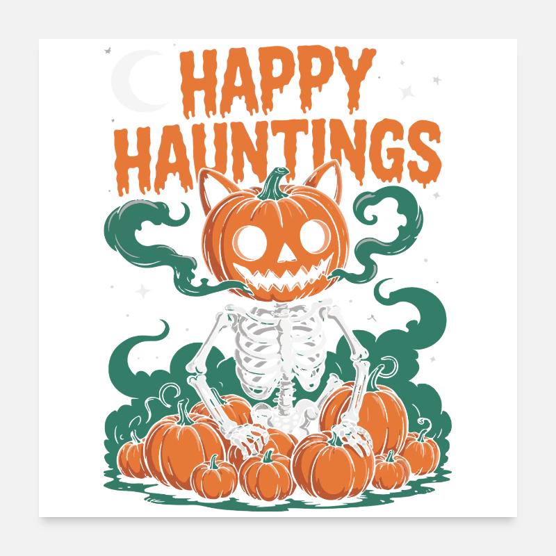 Spooky Jack-o'-Lantern Squelette Halloween Design Poster 60 x 60 cm