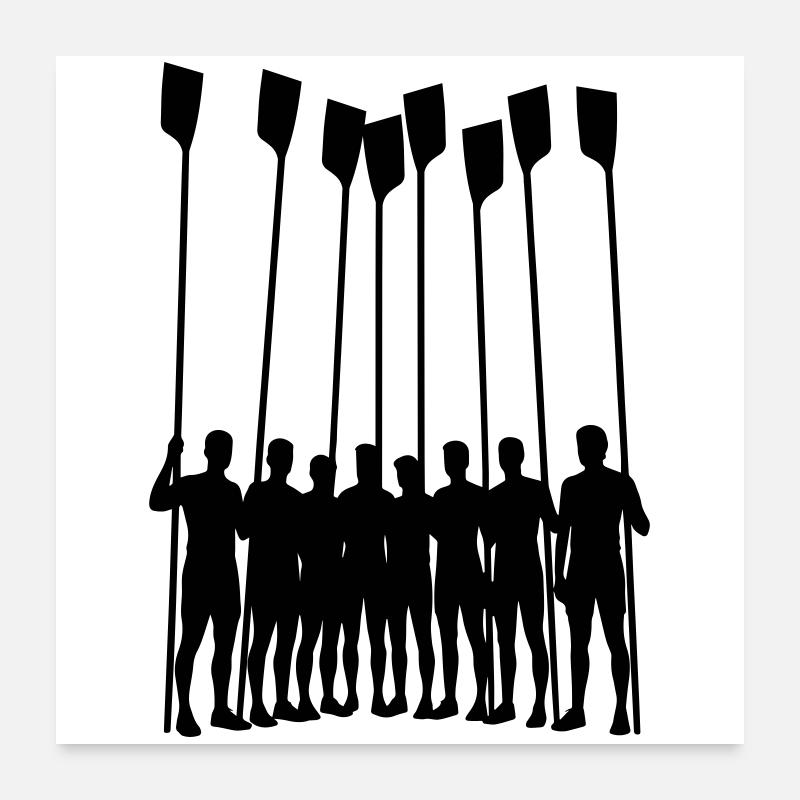 Équipe d’aviron Silhouette – Huit avec sangles | Ramer Poster 60 x 60 cm