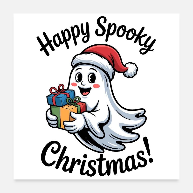 Weihnachtsgeist mit Geschenken Poster 60x60 cm