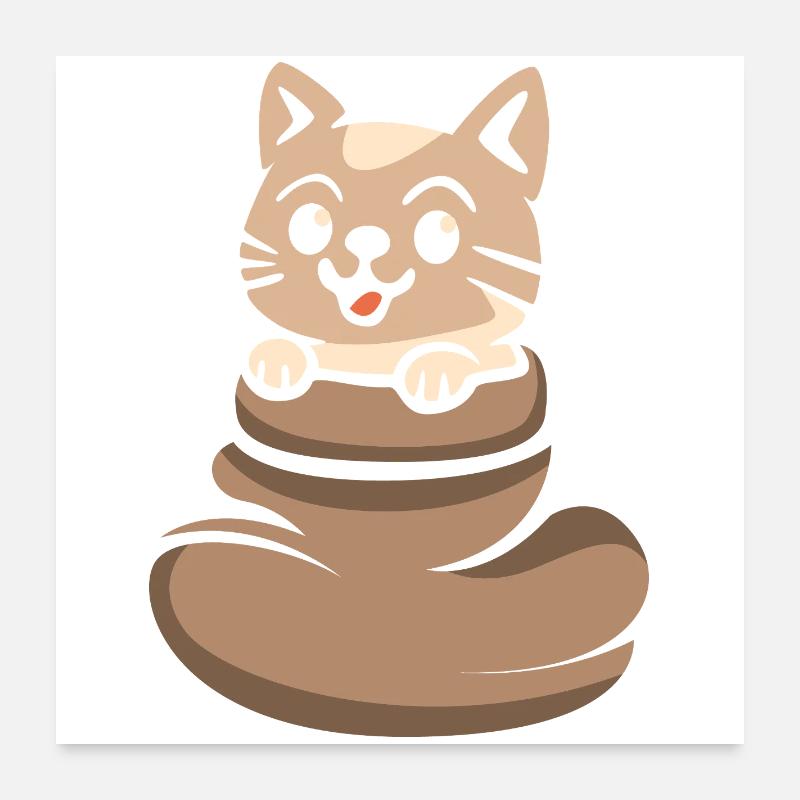 Chat mignon regardant hors du sac brun Poster 60 x 60 cm