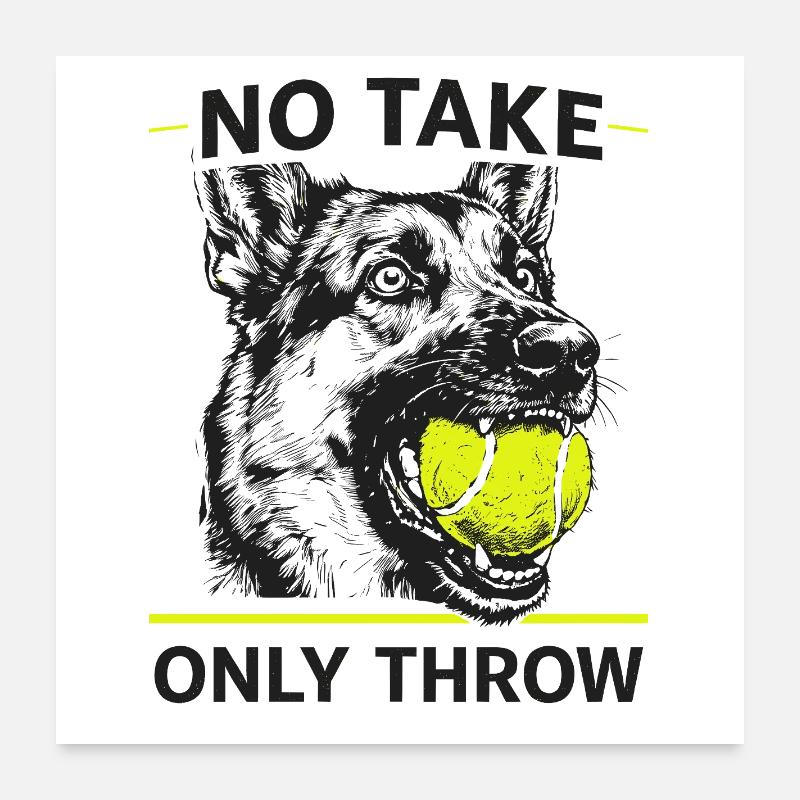 Kein Halt, einfach werfen – Hund Poster 60x60 cm