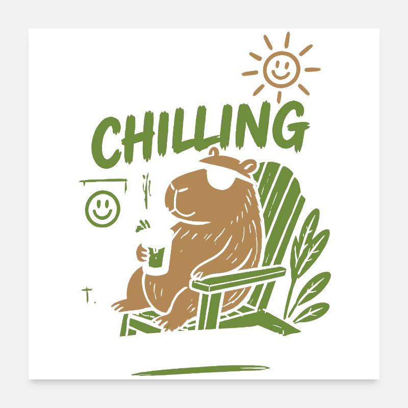 Capy Chilling Good Days Poster 60x60 cm