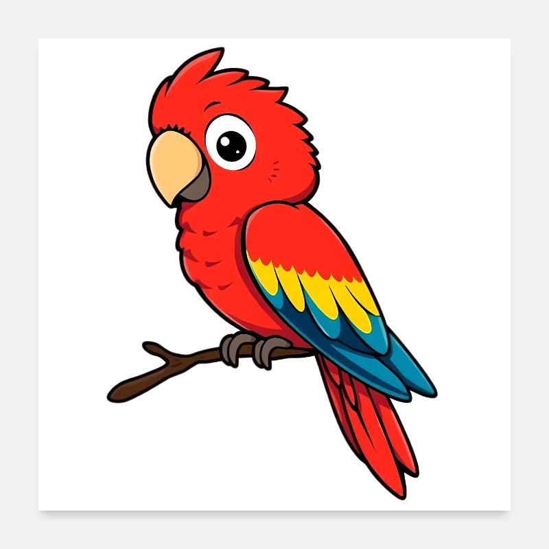 Papagei Roter Ara Poster 60x60 cm