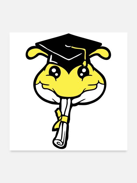 L’obtention du diplôme d’études secondaires Caterpillar a été approuvée par l’université - Poster 60 x 60 cm - blanc - Devant