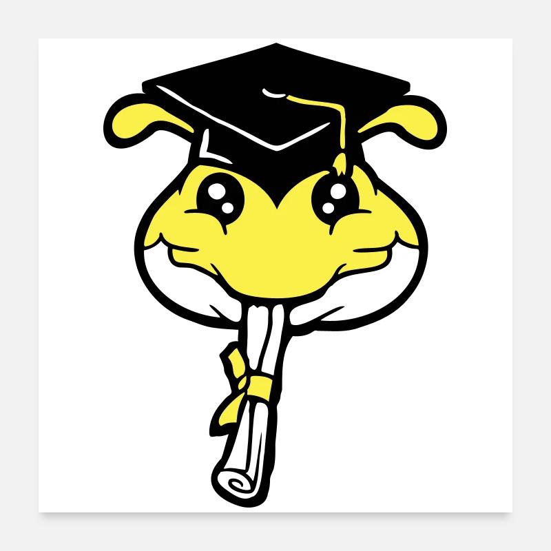 Caterpillar High School Graduation Passed College Worm Poster 24" x 24" (60x60 cm)