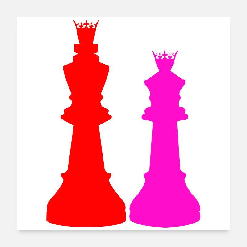 Double Chess Queen Silhouettes Poster 60 x 60 cm