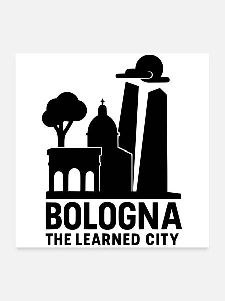 Bologna Italy Silhouette - Poster 24" x 24" (60x60 cm) - white - Front