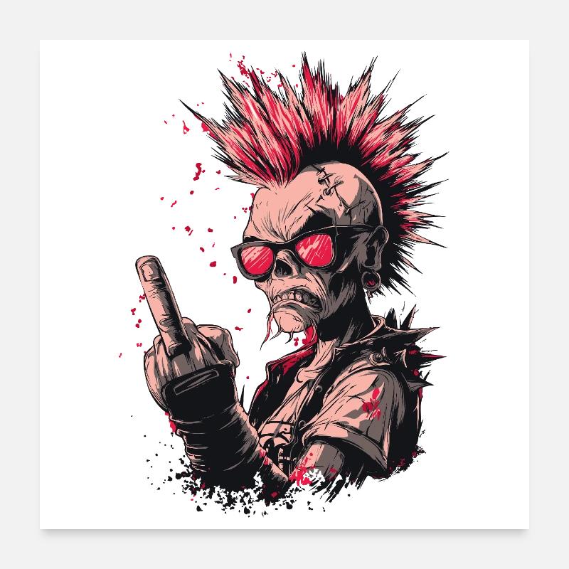 Punk Skeleton Style Poster 60x60 cm