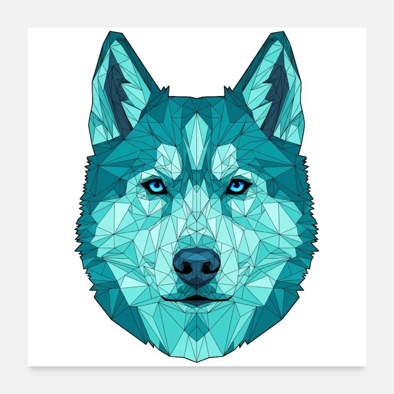 Geometrisch Wolf Poster 60x60 cm