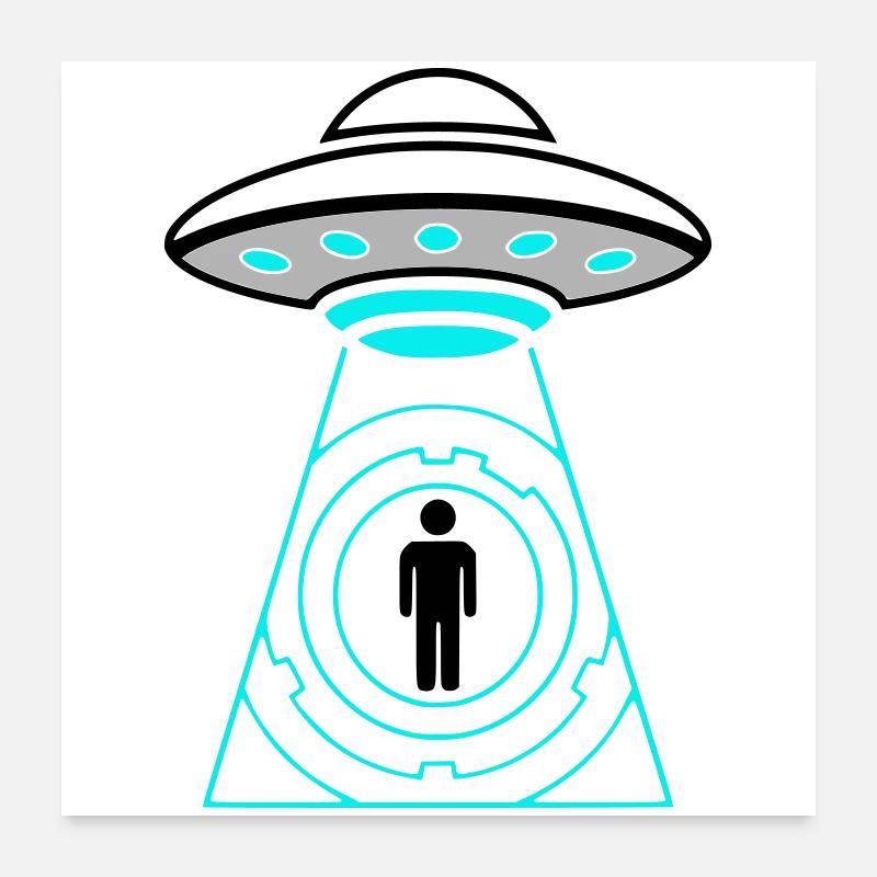 UFO Abduction Beam Me Up Vector Poster 24" x 24" (60x60 cm)