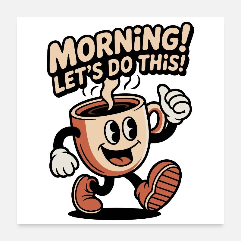 Morgen Kaffee Motivation Poster 60x60 cm