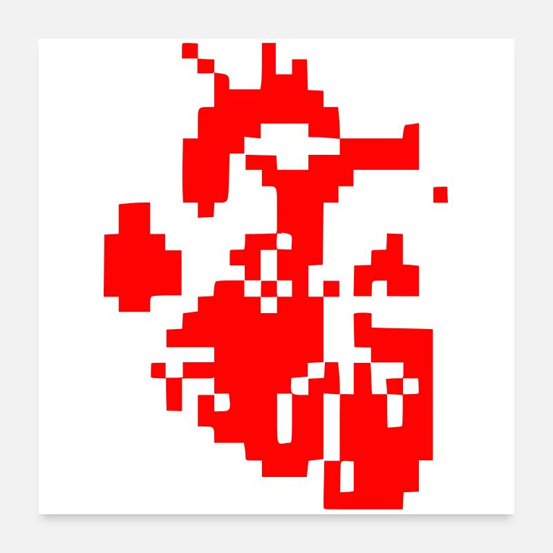Résolution des Pixels de Cœur Glitch Poster 60 x 60 cm