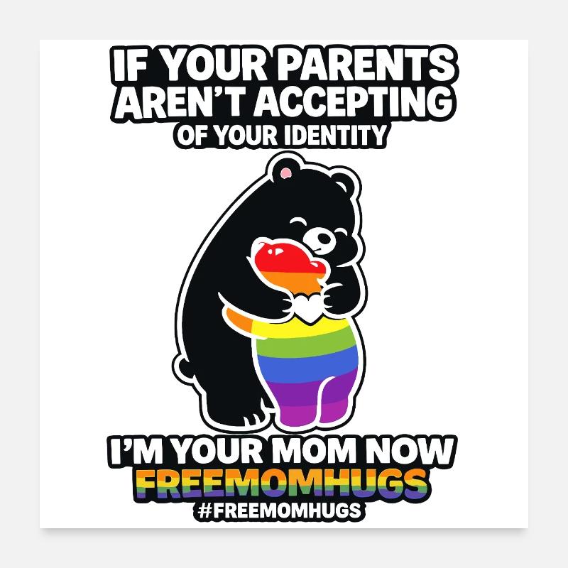 Pride Mom Hug Rainbow LGBTQ Bear Poster 24" x 24" (60x60 cm)