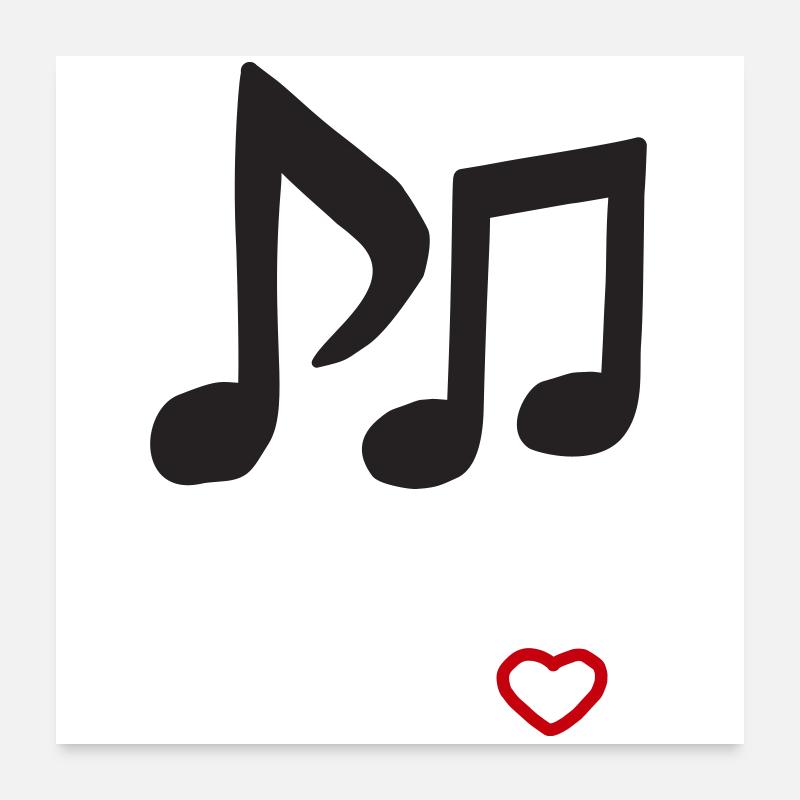 Conception des notes de mélodie de cœur Poster 60 x 60 cm
