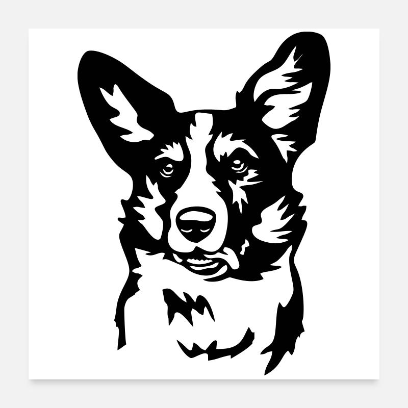 Welsh Corgi Kopf Poster 60x60 cm