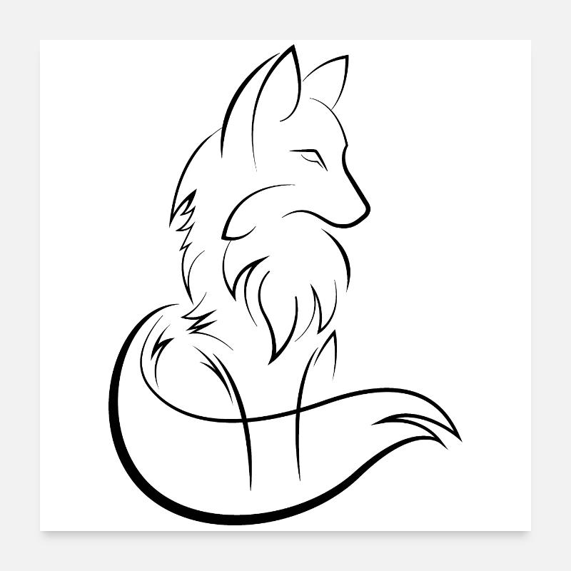 Fox Fox Symbol icône Art Illustration Graphique Poster 60 x 60 cm