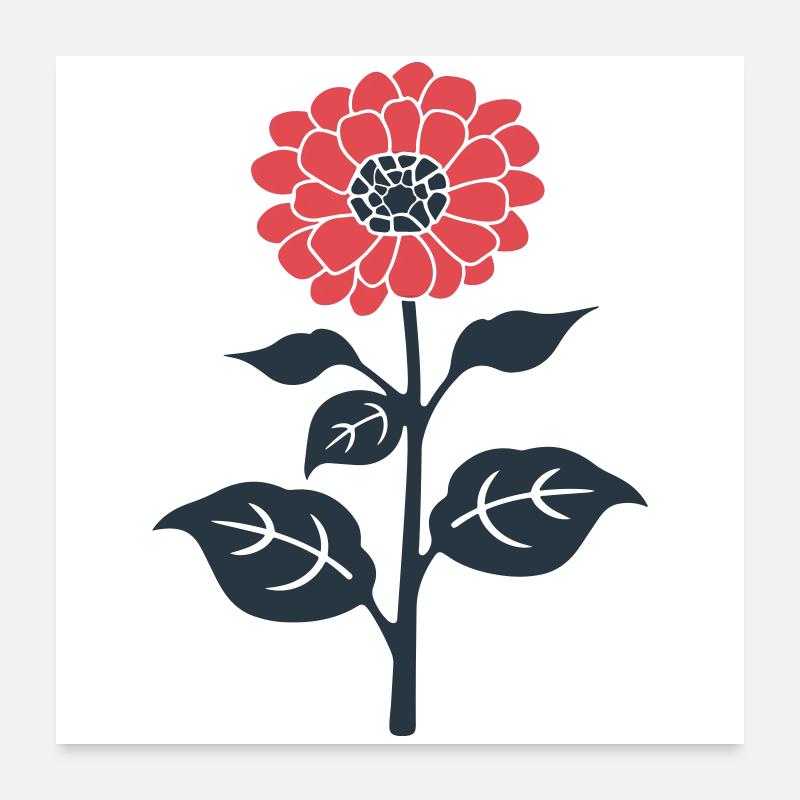 Illustration de fleur rouge Poster 60 x 60 cm