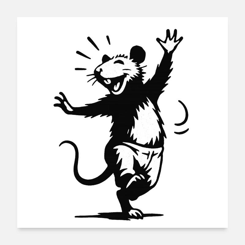 Lachender Skunk im Tanz Poster 60x60 cm