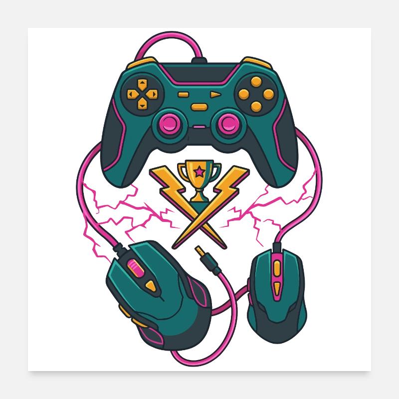 Trophée Neon Gaming Poster 60 x 60 cm
