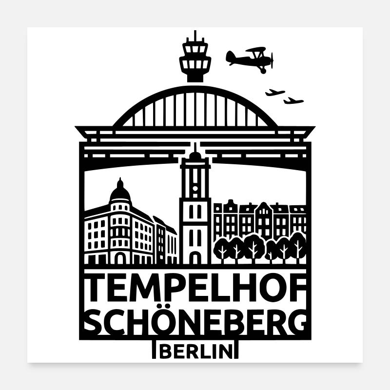 Berlin Tempelhof Schöneberg Wahrzeichen Silhouette Poster 60x60 cm