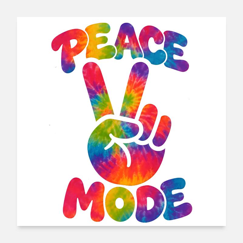 PEACE MODE – Style rétro psychédélique avec une ambiance néon Poster 60 x 60 cm