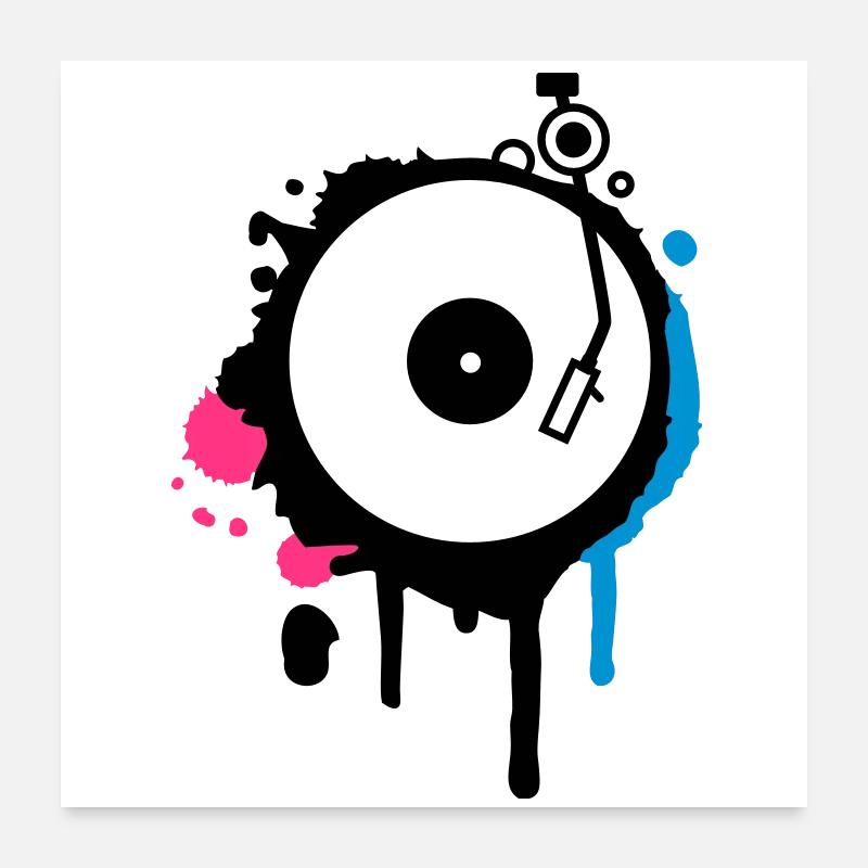 Turntable Graffiti - Poster 24" x 24" (60x60 cm) - white