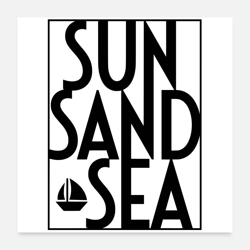 SOLEIL SABLE MER - Poster 60 x 60 cm - blanc