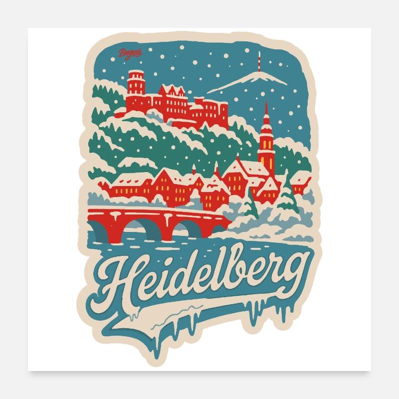 Heidelberg Winterlandschaft   Poster 60x60 cm