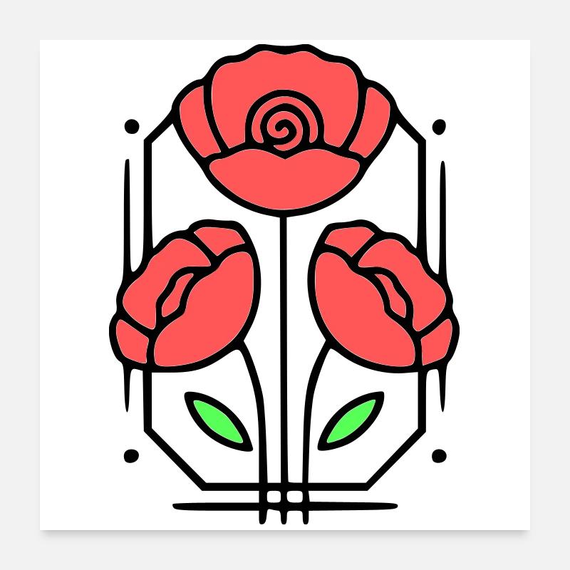 mohnblume-mohnblumen-minimalistisch-line-art-8 Poster 60x60 cm