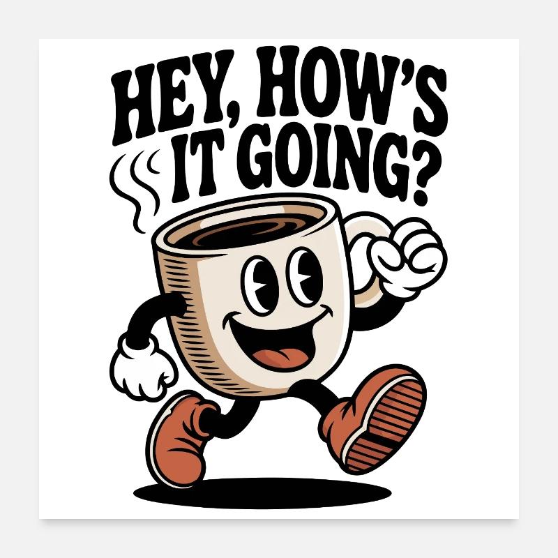 Kaffee  Cartoon Becher Poster 60x60 cm