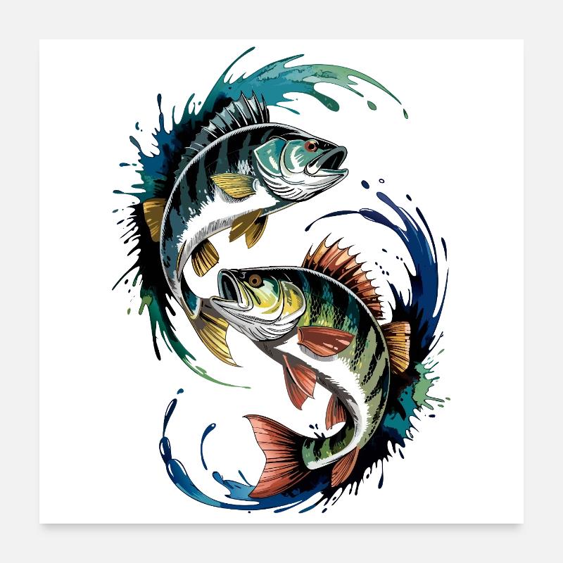 Pêche à la perche Poster 60 x 60 cm