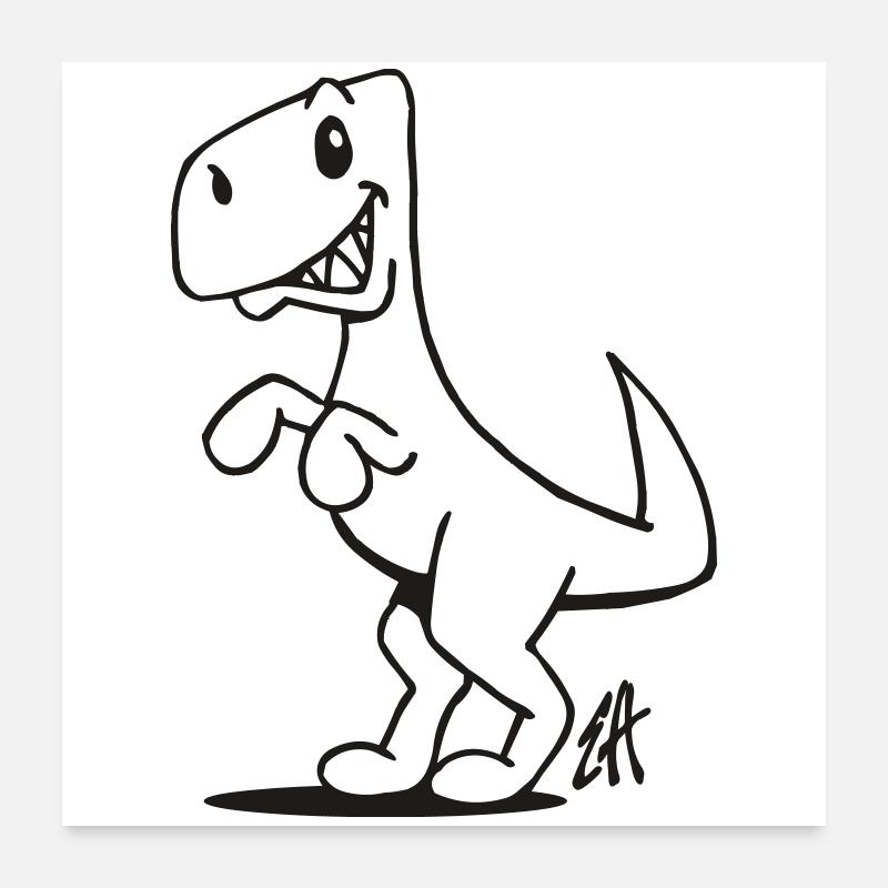T-Rex souriant : Design Couleur Unique Poster 60 x 60 cm