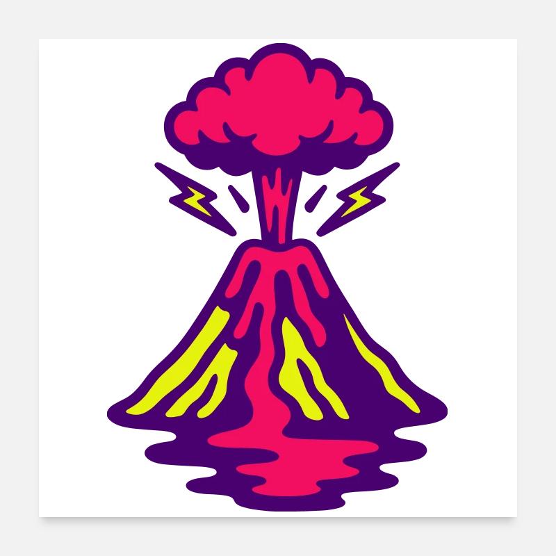 Volcano Pop Art - Poster 24" x 24" (60x60 cm) - white