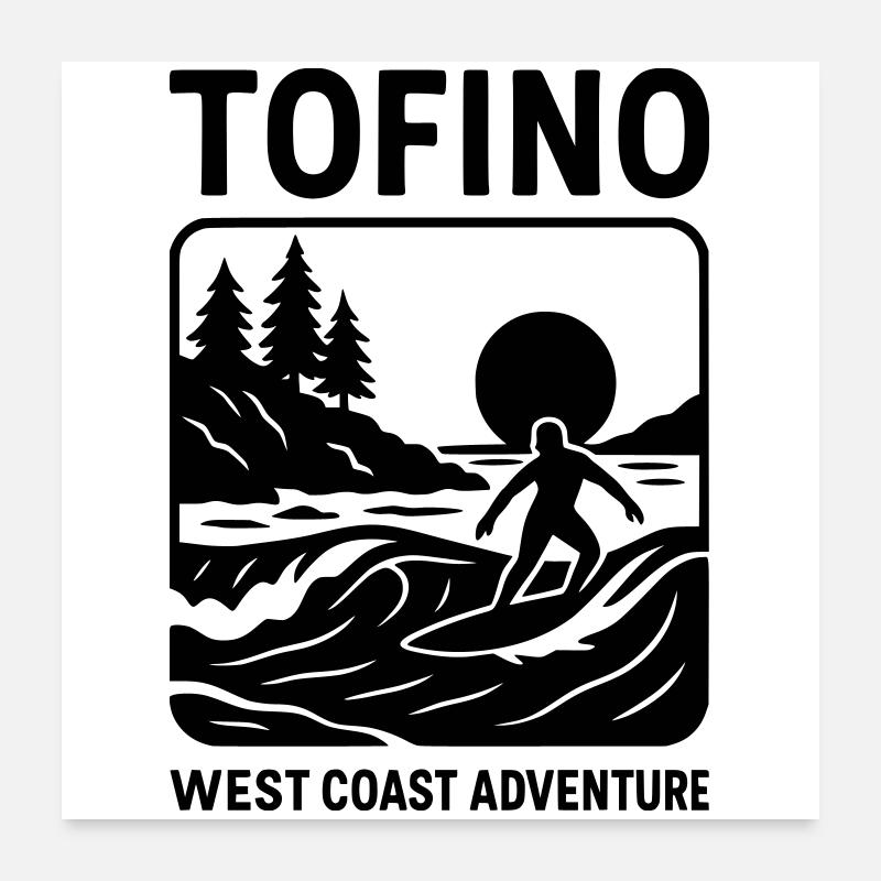 Tofino Surfing Poster 24" x 24" (60x60 cm)