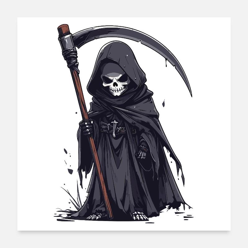 Grim Reaper in black robe Poster 24" x 24" (60x60 cm)