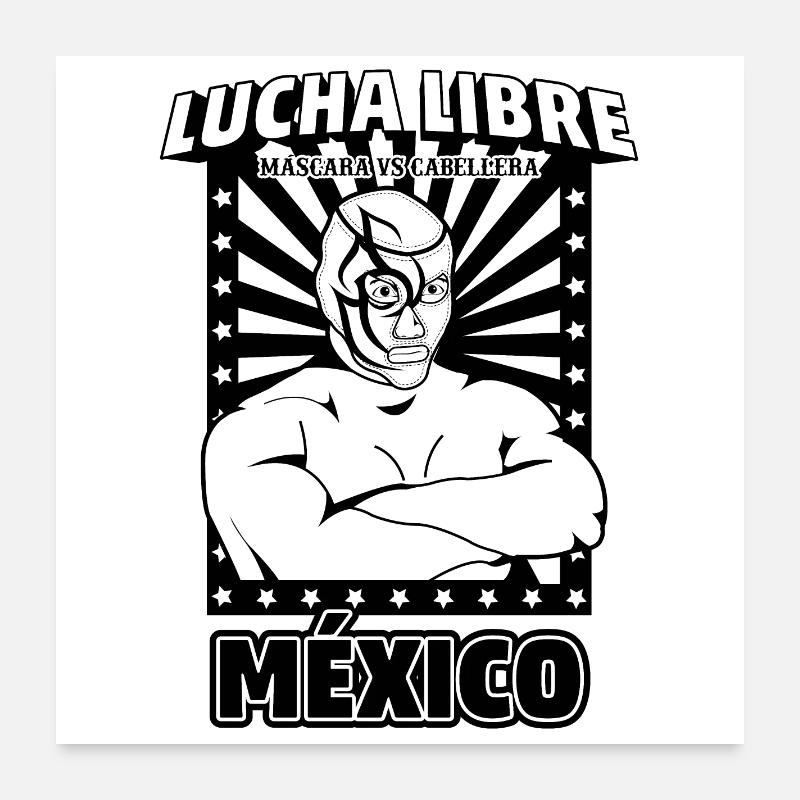 Wrestling Mexico Black Poster 60x60 cm